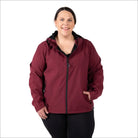 Women’s Plus Size Burgundy Hooded Jacket Made from Micro Fleece Soft Shell Outerwear