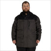 Man wearing Gray and Black Parka in Snow Country Outerwear Winter Coat Collection