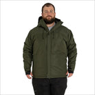 Olive green hooded winter jacket for men in big sizes 2XL-7XL, insulated mountain outerwear