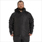 Black hooded winter jacket for men large sizes, insulated ski and snow outdoor coat