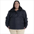 Black hooded jacket from Snow Country Outerwear Women’s Plus Size Ski Coat collection
