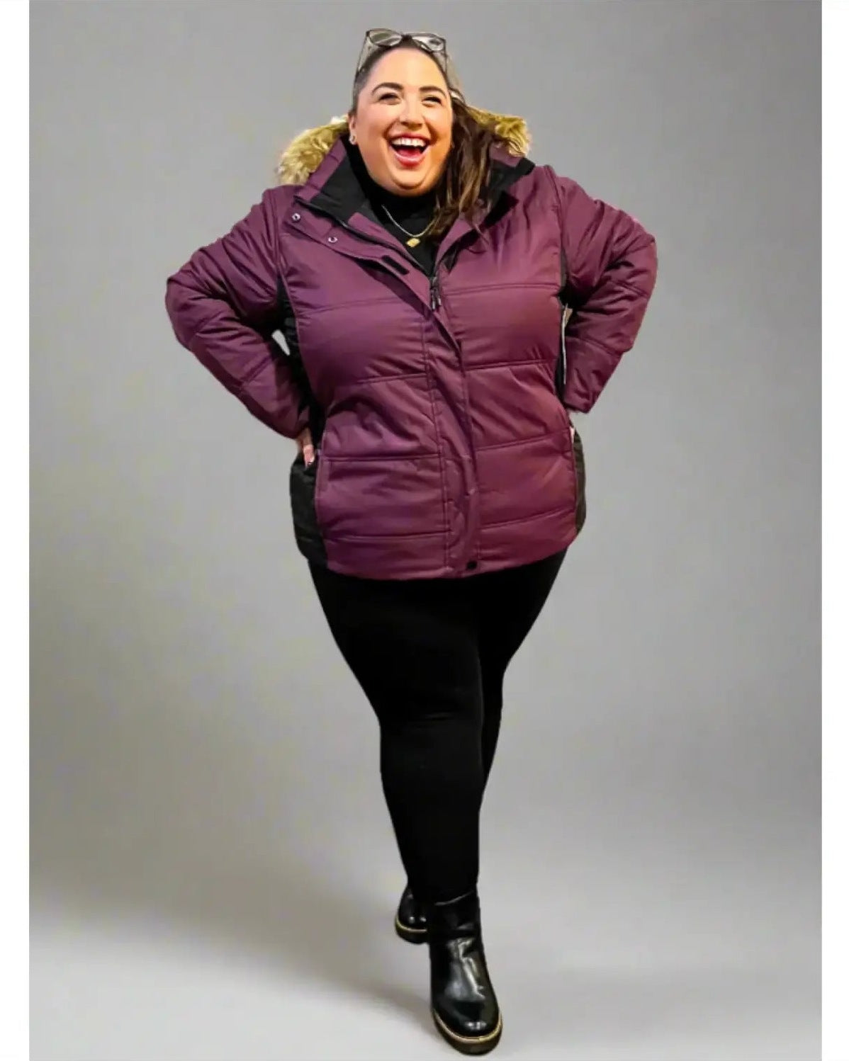 Woman wearing Maroon Snow Country Outerwear Womens Aspen Ski Jacket Coat outdoors