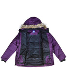 Mulberry women's plus size Aspen ski jacket, sizes 1X to 6X, interior flat lay
