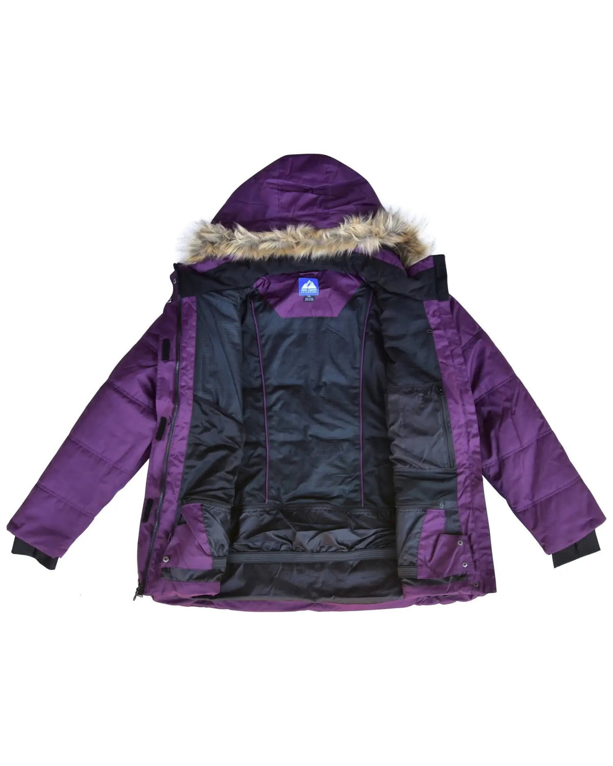 Mulberry women's plus size Aspen ski jacket, sizes 1X to 6X, interior flat lay
