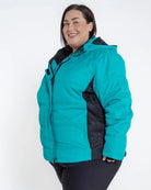 Teal and black puffer jacket from Snow Country Outerwear The Aspen Ski Jacket Coat