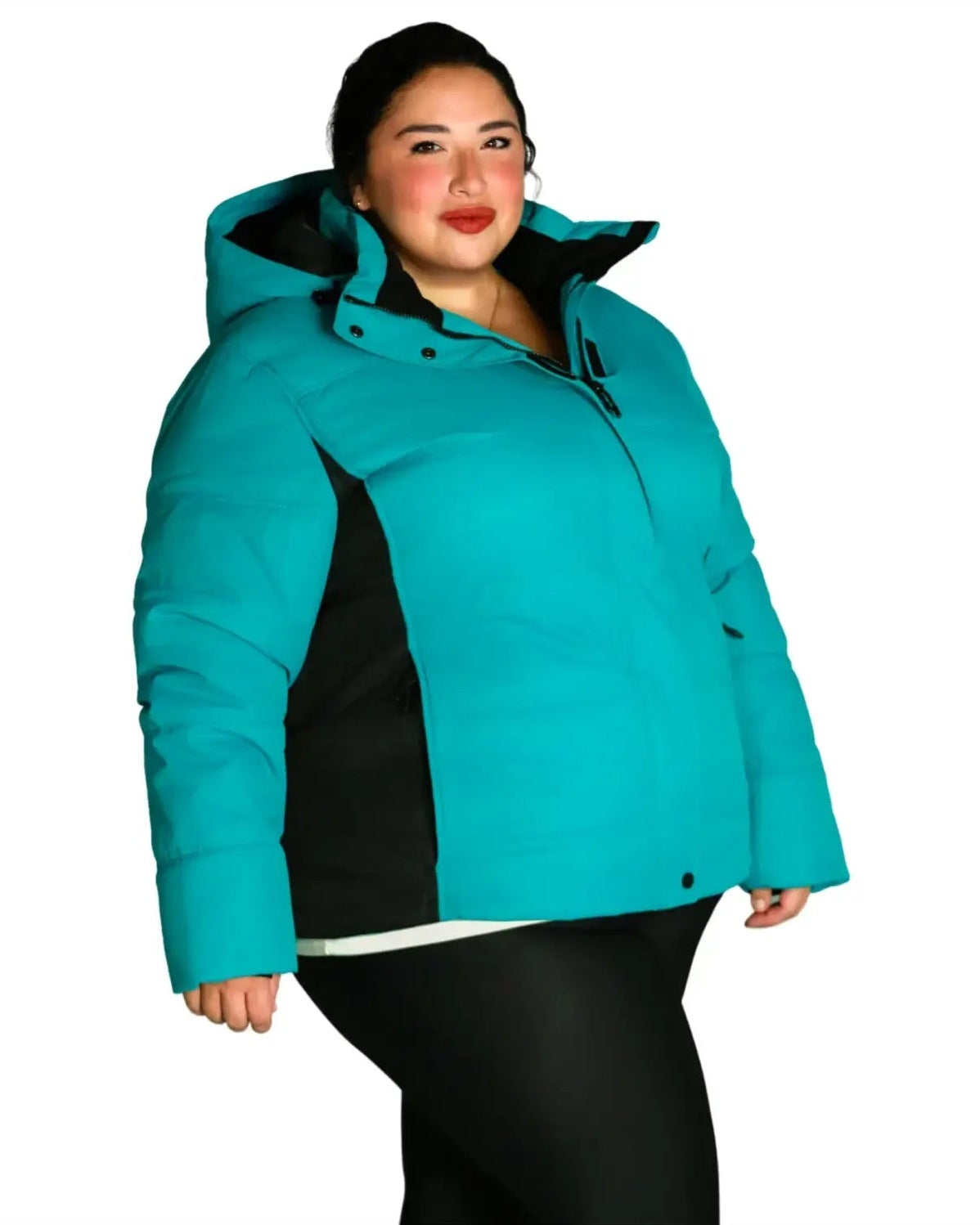 Teal Puffer Jacket with Black Accents for Snow Country Outerwear Womens Aspen Ski Coat