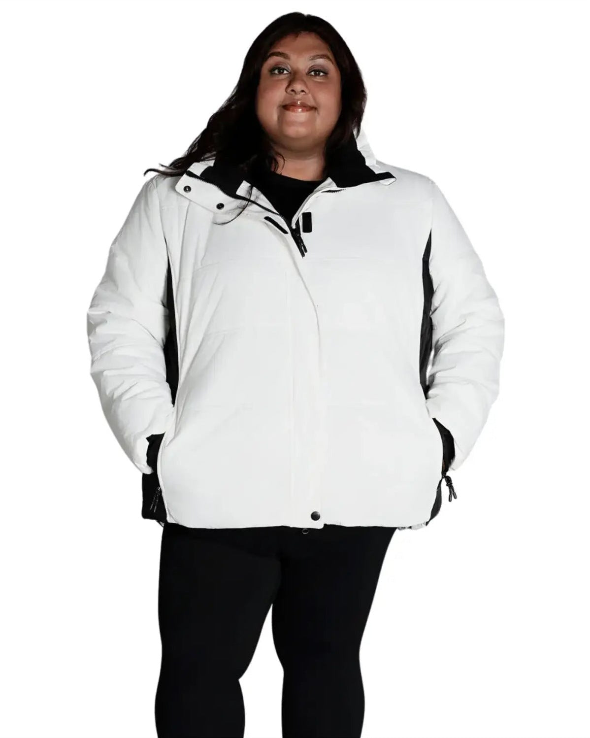 White and black puffer jacket from Snow Country Outerwear Womens Aspen Ski Jacket Coat
