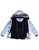 White women's plus size Aspen ski jacket, sizes 1X to 6X, interior flat lay
