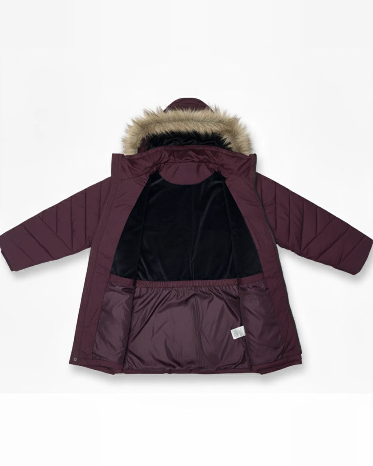 Eggplant The Axtell plus size hooded winter parka, sizes 1X to 6X, interior fleece lining
