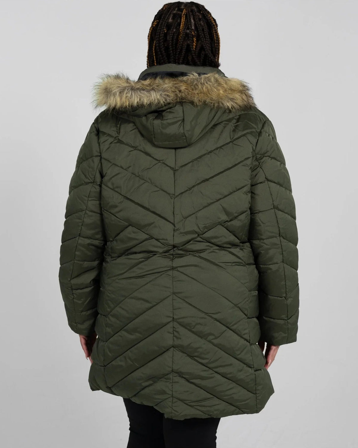 Hunter Green The Axtell plus size hooded winter parka, back