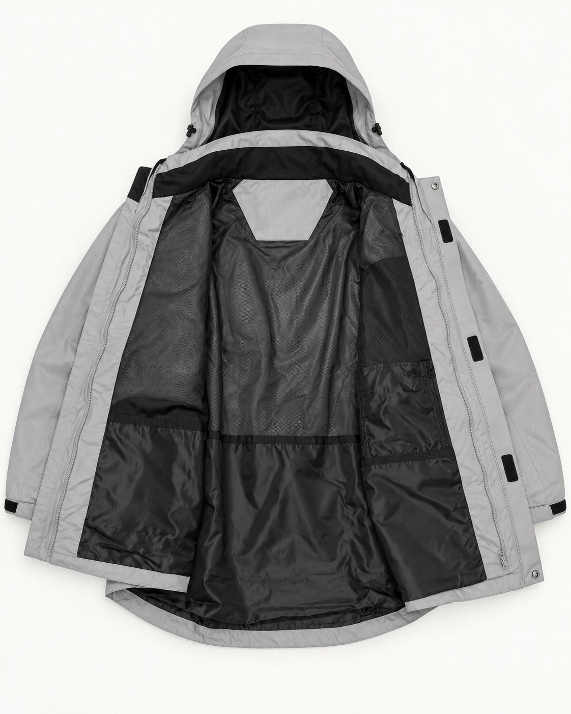 Grey/ Black Cascade big and tall 3 in 1 winter jacket, 2XL to 7XL, shell interior mesh lining