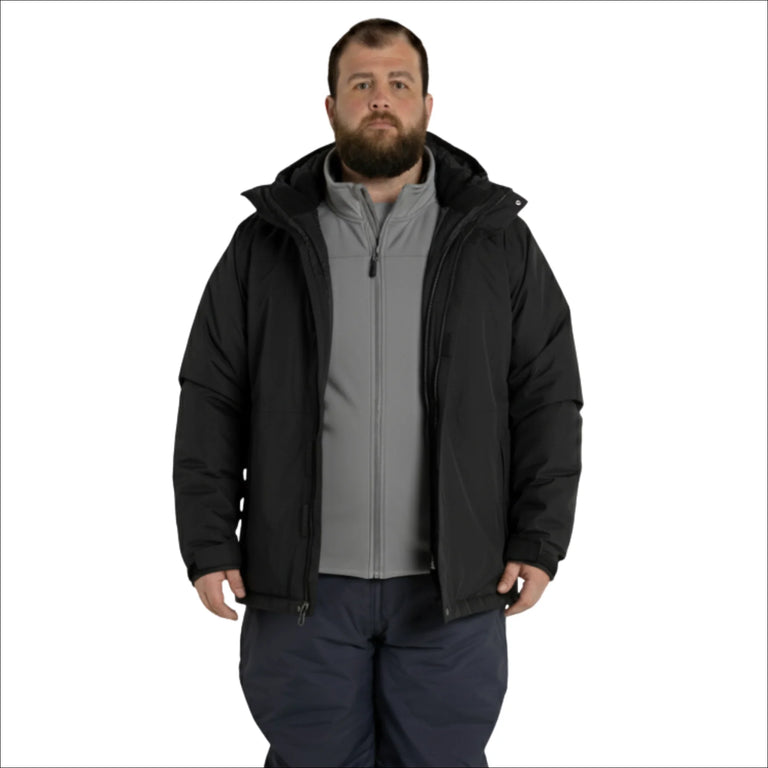 mens big and tall winter dress coats Men's Three-Button Winter Overcoat with Removable Fur Collar, Black, Big and Tall, 4XL-6XL