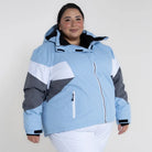 Light blue gray and white insulated puffer ski jacket for women from Snow Country Outerwear