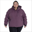 Plum-colored hooded winter coat from Snow Country Outerwear for plus size women