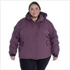 Plum-colored hooded winter coat from Snow Country Outerwear for plus size women