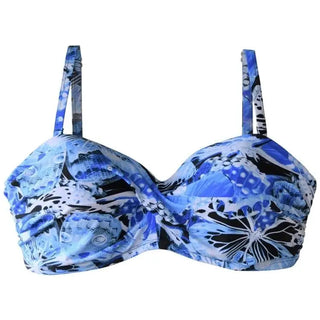 Blue and black patterned bandeau bikini top from Heat Women’s Swimsuit Collection