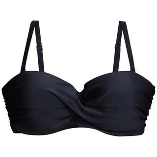 Black bandeau bikini top with adjustable straps from Heat Women’s Swimsuit Collection