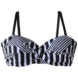 Black and white striped bandeau bikini top for Heat Women’s Swimsuit E F Cups