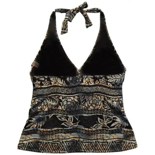 Black and gray patterned halter tankini top for Heat Womens Swimsuit in S M L XL