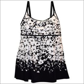 Heat Womens Plus Size Scoop Swimdress Swimsuit 18W 20W 22W 24W - 18W / Black White Floral - Womens