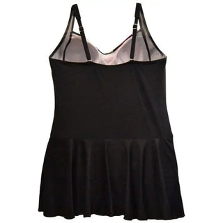 Black swim dress from Heat Women’s Plus Size Shirred Swimsuit Swimdress collection