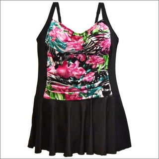 Heat Womens Plus Size Shirred Swimsuit Swimdress 18W 20W 22W 24W - 18W / Tropical - Womens