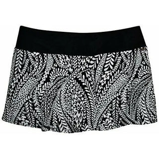 Black and white patterned skirtini swim skirt displayed in Heat Women’s plus size swimsuit bottoms