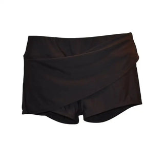 Black wrap-front shorts featured in Heat Women Plus Size Skirtini Swim Bottoms