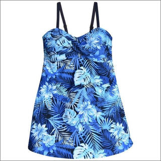 Heat Womens Plus Size Swimdress Swimsuit Twisted Front Blue Sea Dreams - 18W / Blue Sea Dreams - Womens