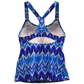Blue patterned Heat Womens Racer Back Tankini Swimsuit Top S-XL
