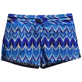 Blue patterned drawstring swim shorts for women in S M L XL size from Heat Swimwear