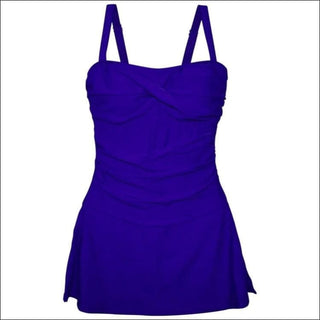 Heat Womens Twisted Front Flirty Swimdress Swimsuit Black or Blue - Small / Royal Blue - Womens