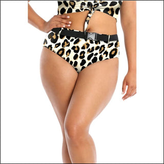 Lysa Plus Extended Sizes Kori Cheetah 2 Piece Crop Top Bikini Swimsuit Set 0X 1X 2X 3X - Swimsuits
