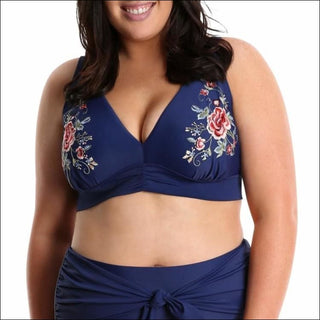 Lysa Womens Plus Size Barbie Floral Embroidered Bikini Swimsuit 2pc Set 0X 1X 2X 3X - Swimsuits