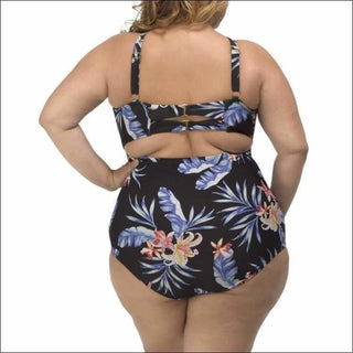 Lysa Womens Plus Size Kylie Keyhole Floral One Piece Swimsuit 0X 2X 3X - Swimsuits