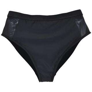 Black high-waisted bikini bottoms from Lysa Women’s Plus Size Mariah Tankini set