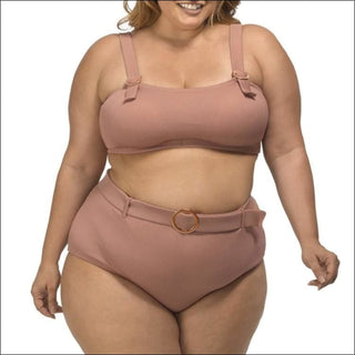 Lysa Womens Plus Size Ribbed Olivia Bikini Swimsuit 2pc Set 0X 1X 2X 3X - 0X (14/16) / Blush - Swimsuits