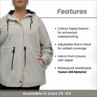 Women’s Plus Size 1X-6X  Waterproof Rain Jacket Windbreaker Coat Manchester