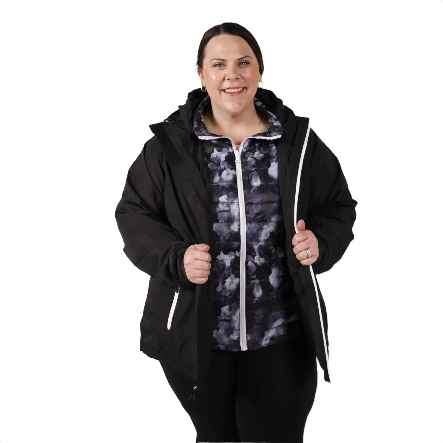 Black hooded winter coat for women plus size 1X-6X Snow Country Outerwear Alps