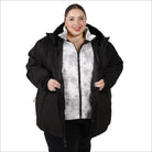 Woman in black winter coat from Women’s Plus Size 1X-6X Winter Down Alternative 3in1 Coat Jacket Snow Country Outerwear Alps