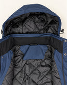 Navy Siberian III insulated soft shell jacket from Snow Country Outerwear Mens Big and Tall, hood detail, 2XL to 7XL regular and tall