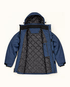 Navy Siberian III insulated soft shell jacket from Snow Country Outerwear Mens Big and Tall, flat lay interior, 2XL to 7XL regular and tall