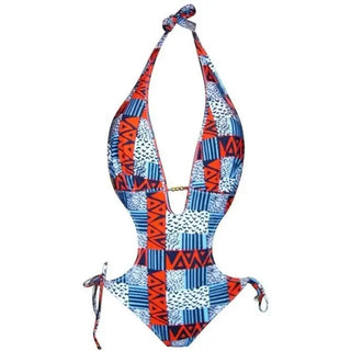 Colorful patterned NWSC Women’s Monokini One Piece Swimsuit displayed