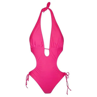 Hot pink halter swimsuit from NWSC Women’s Monokini One Piece Swimsuit collection