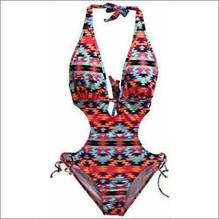 NWSC Monokini One Piece Swimsuit S M L XL XXL - Small / Pink Abstract - Womens