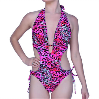 NWSC Women’s Monokini One Piece Swimsuit S M L XL XXL - XX-Large / Pink Black - Women’s