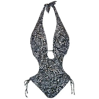 Black and white patterned halter swimsuit for women from NWSC Monokini collection