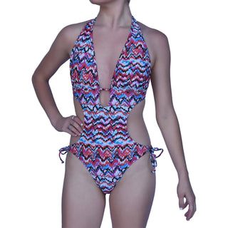 Colorful patterned halter swimsuit from NWSC Women’s Monokini One Piece Swimsuit collection