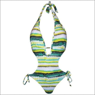 NWSC Monokini One Piece Swimsuit S M L XL XXL - Small / Zig Zag - Womens
