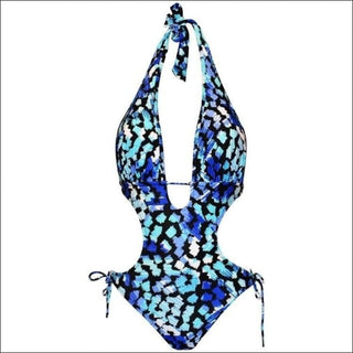 NWSC Monokini One Piece Swimsuit S M L XL XXL - Small / Blue Black - Womens